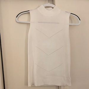 White Mockneck Sleeveless Tank